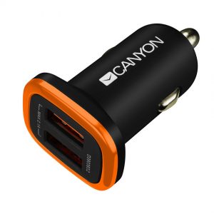 Универсално зарядно за кола CANYON CNE-CCA02B, 2xUSB, 5V-2.1A