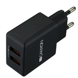 Зарядно устройство CANYON CNE-CHA03B, 2xUSB, 5V-2.1A