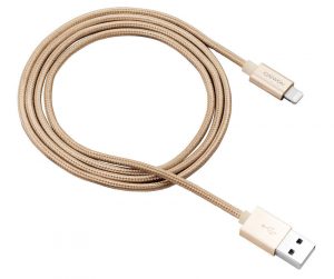 Кабел за зареждане и данни CANYON CNS-MFIC3GO, MFI, оплетен кабел , 1М