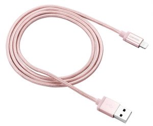 Кабел за зареждане и данни CANYON CNS-MFIC3RG, MFI, оплетен кабел , 1М