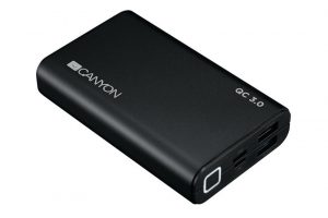 Външна батерия CANYON CND-TPBQC10B, Литиево полимерна, 10000 mAh, бързо зареждане QC3.0